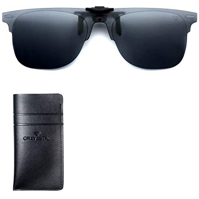 CREYESTAL Clip Gafas de Sol Polarizadas, Clip para Gafas Graduadas, Abatible, Ligero y Cómodo, Hombre, Mujer, 100% Anti-UV, Certificado CE