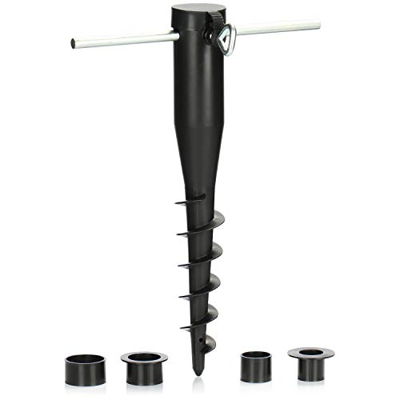 com-four® Soporte para sombrillas de plástico - Funda para el Suelo del jardín - Base para sombrillas - paragüero con Varilla de inserción - Espiga de