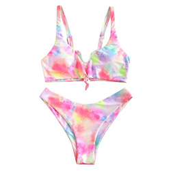 Zaful - Bikini acolchado de dos piezas para mujer Rosa. L en oferta