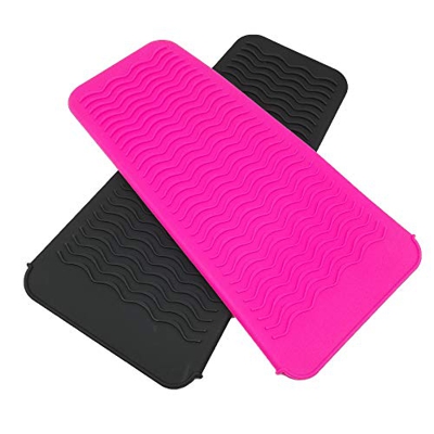 Paquete de 2 alfombrillas de silicona portátiles para peinar, resistente al calor, funda para almohadilla para rizar, alisador de pelo, bolsa de viaje