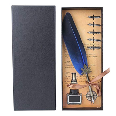 Fydun Pluma de Pluma, Pluma estilográfica Vintage, Pluma de caligrafía, Tinta, Pluma de inmersión, 5 Puntas de Repuesto, decoración del hogar con Caja