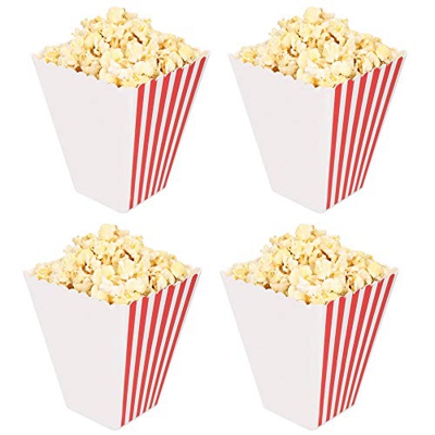 noTrash2003 Popcorn Bowl Bolsa de palomitas de maíz reutilizable sin PBA Juego de 4 bolsas de palomitas de maíz clásicas con rayas rojas y blancas hec
