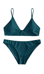 ZAFUL Bikini Set con Relleno Bralette Push Up en Color Liso para Mujer 2019 (Verde, M (EU.38)) precio