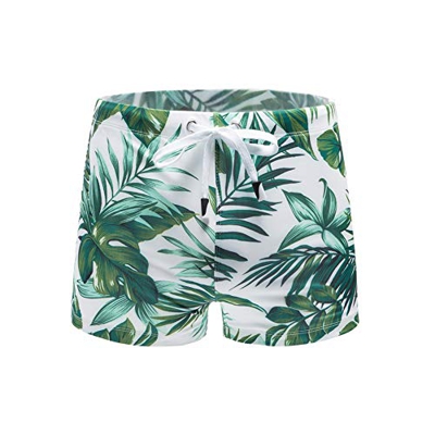 Meerway Bañador Hombre Bañadores de natación para Hombre Bóxer Calzoncillos Cortos Trajes de Baño Cortos Cordón Adjustable Hoja