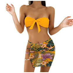 YANFANG Traje de baño de Bikini de Tres Piezas sin Espalda con Estampado Sexy Bralette para Mujer Tankini para Mujer, Traje de baño de Dos Piezas en oferta