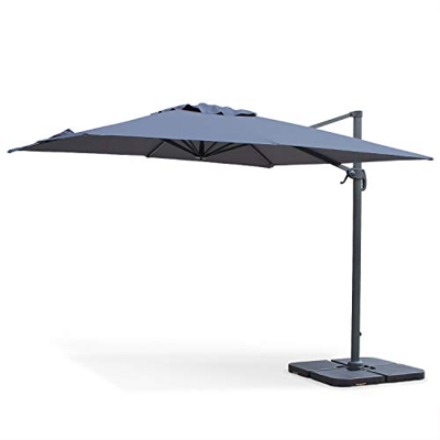 Alice's Garden Sombrilla, Parasol excentrico Cuadrado, Antracita Gris, 300x300cm, Base giratoria - Falgos