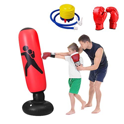ZYW Saco De Boxeo Niños,Juego De 3 Piezas De Sacos De Arena De Boxeo para Niños De 160 Cm, Sacos De Arena, Guantes De Boxeo, Bombas De Aire, Ejercicio