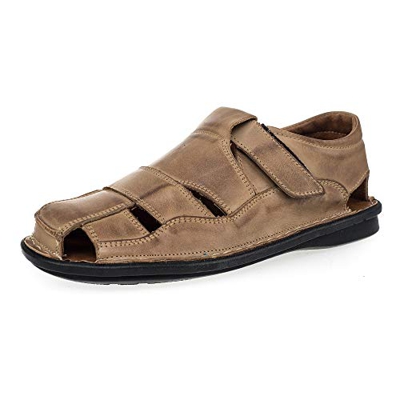 KS - 02 - Zapatos sandalias para hombre - Ideales para verano - Cuero Caqui 43