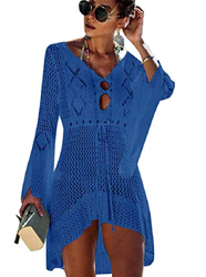 Kfnire Traje de baño de Las Mujeres Bikini Traje de baño Vestido de Playa Crochet (E- Azul) precio