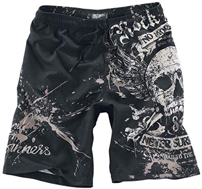 Rock Rebel by EMP Swimming Time Hombre Bañador Negro XXL, 100% poliéster, Tunnelzug