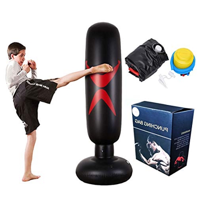 Saco de Boxeo autoestable de pie - Bolsas Perforadas for Trabajo Pesado con portaobjetos/Maniquí excelente for Boxeo/Kick Boxing/Equipo de Entrenamien