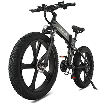 Bicicleta Electrica Plegable 26 Pulgadas 1000W 48V batería Dual MTB E-Bike Adulto Hombre Mujer (Negro)
