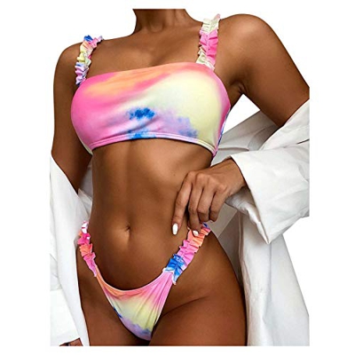 Snakell Conjunto de Bikini Mujer Bikini Verano Sexy Traje de Baño Bikini Flexiones Correas de Espagueti Bañador, Conjunto Bikini Mujer Push up Sexy Bi