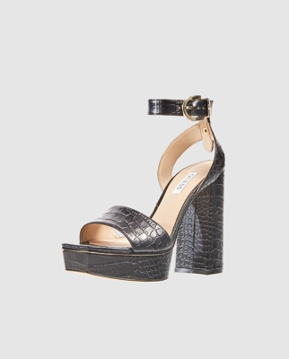 Guess - Sandalias De Tacón De Mujer En Negro Con Plataforma Delantera