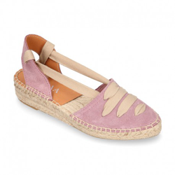 Alpargata Mujer En Punta Tipo Valenciana Con Cintas En Pala En Piel Serraje. 36 Malva precio