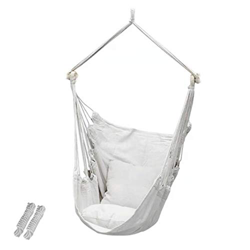 KAIYAN Hamaca de jardín, silla de hamaca con columpio fuerte, hamaca ligera y portátil, para colgar en el árbol con 2 cojines y palo colorido colgante características