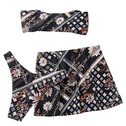 Keepwin Bikinis Mujer Sexy Brasileñas Vintage Floral 3 Piezas Bandeau y Tanga y Falda Conjuntos Ropa de Baño Mujer Push Up Trajes de Baño Bañador Nata en oferta