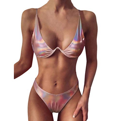 Conjuntos de Bikinis para Mujer Sexy Moda Push Up Bikini Traje de baño Tanga Beachwear Original Charol Bañador Tankinis Ropa de Viajes Playa