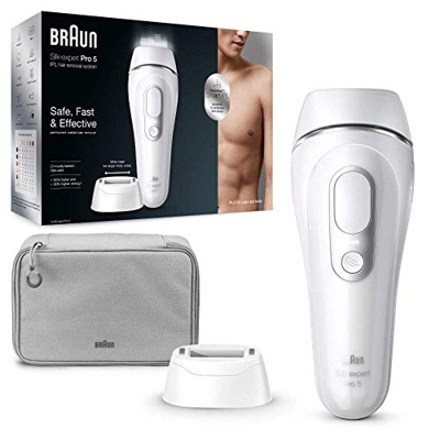 Braun - Silkexpert pro 5 pl5115: depiladora luz pulsada ipl, depilación permanente del vello visible, para hombre, blanco/plata
