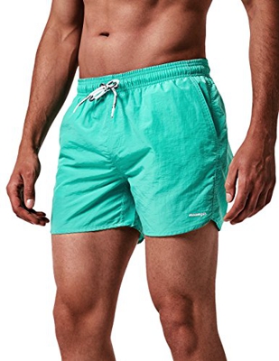 MaaMgic Shorts de Corte Hombre Bañador de Natación Secado Rápido Forro de Malla Trajes de Baño Color Sólido Nylon
