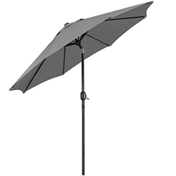 Yaheetech Sombrilla de Patio al Aire Libre Comercial Inclinable Parasol con Manivela para Patio Terraza Jardín Playa Balcón Altura 240cm Gris precio
