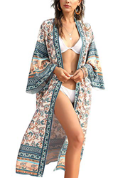 AiJump Vestido de Playa Floral Kimono para Bañador Pareos Camisa Larga de Verano Cover Ups para Mujer en oferta