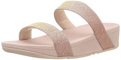 Fitflop Lottie Glitzy Slide, Sandalias con Punta Abierta Mujer, Rosa (Rose Gold 323), 38 EU