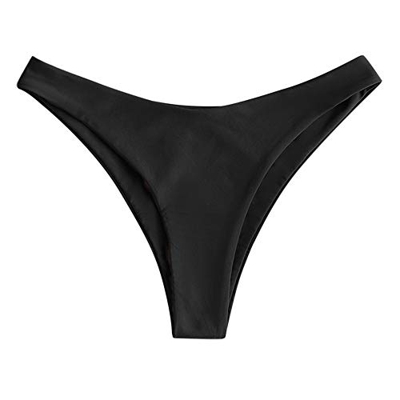 ZAFUL - Bikini para mujer con encaje floral y diseño de hojas Parte inferior de color negro. S