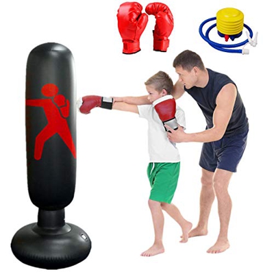 ZYW Saco De Boxeo Niños,Juego De 3 Piezas De Sacos De Arena De Boxeo para Niños De 160 Cm, Sacos De Arena, Guantes De Boxeo, Bombas De Aire, Ejercicio