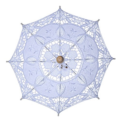 KangOnline - Parasol de encaje para novia, diseño clásico, Blanco, Large