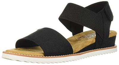Skechers Desert Kiss 31440, Sandalia con Pulsera Mujer, Negro (Black Black), 41 EU