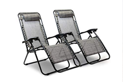 Hyfive Tumbona reclinable plegable para jardín, playa, patio, camping, gravedad cero, 2 sillas, color gris precio