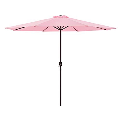 Sombrilla Sonn 300 x 230 cm con Manivela para Jardín Patio Terraza Balcón Repelente al Agua Parasol Vara de Acero Rosa Pastel