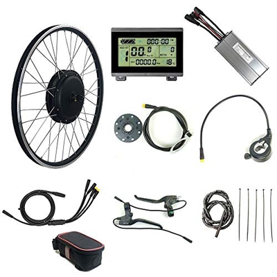 Tbrand RICETOO 48V 1000W WP Plug Kit de conversión de Bicicleta eléctrica de rotación Trasera 20"24" 26"27.5" 28"29''700C con Pantalla KT-LCD3.(48V 10