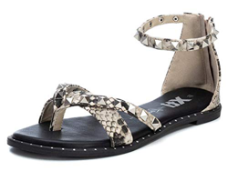 XTI - Sandalia Plana para Mujer - Sandalia con Tira y Cremallera - Tacón 1 cm - Color Serpiente - Talla 39 características