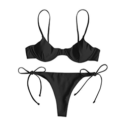 ZAFUL Conjunto de bikini para mujer con aros push-up. Negro S en oferta