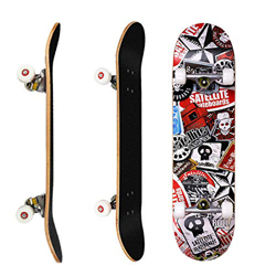 DFANCE Skeleton Skateboards 31" x 8" Skateboard Completo para Adultos, Adolescentes, Niños, Skateboard de Arce de 8 Capas para Deportes Extremos y Al  características
