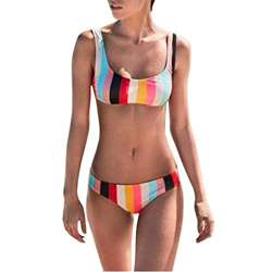 Ericcay Mujeres Rainbow Bikini Traje De Baño Acolchado Push Up con Estilo único Señoras Traje De Baño Bañarse Ropa De Playa Traje De Baño Traje De Bañ precio