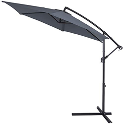 Deuba Sombrilla de Aluminio de Ø330cm con protección Solar UV40+ con manivela Base en Cruz jardín terraza Patio balcón precio