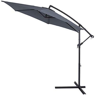 Deuba Sombrilla de Aluminio de Ø330cm con protección Solar UV40+ con manivela Base en Cruz jardín terraza Patio balcón