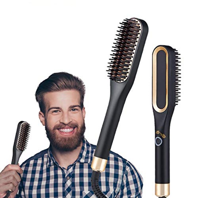 YEAHTOP Cepillo Alisador de Barba Hombre Profesional Multifuncional, Peine Eléctrico Alisador de Pelo Plancha de Cabello Unisex, Temperatura Ajustable