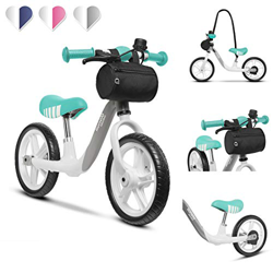 Lionelo Arie Bicicleta de equilibrio 39 x 88 x 64 cm Para niños de hasta 30 kg Ruedas de 12 pulgadas Freno de mano Manillar y sillín ajustables y cómo precio