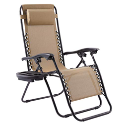 VONLUCE Silla Plegable de Gravedad Cero para Jardín y Playa Tumbona Plegable con Almohada y Portavasos Silla Reclinable para Exterior con Capacidad 16 características