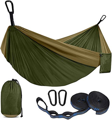 HENG FENG Hamaca para Acampar 270x140cm Tejido de paracaídas de Nailon Ligero portátil para jardín y Viajes al Aire Libre, Camping, Senderismo Verde m