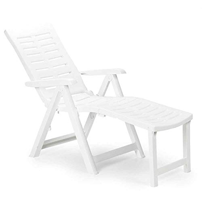 PRO GARDEN Tumbona Plegable con Reposapiés Arizona Blanca 109x108x60cm Progarden