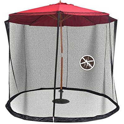 Rain Queen - Mosquitera cilíndrica para sombrilla (3 m, diámetro de cremallera y lastre negro, red sombrilla de mesa, jardín, Gazebo balcón, antiinsec