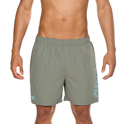 ARENA Fundamentals Logo Boxer Beach Short, Hombre, Army-Sea Blue, L