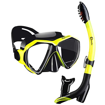 Dorlle Gafas Buceo, La Máscara de Buceo Impermeable está Hecha de Vidrio Endurecido, Antivaho y a Prueba de Fugas, con un Tubo de Respiración Seco 3 C