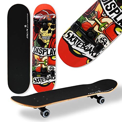 WeLLIFE - Skateboard RGX Tabla Skate (79 x 20 cm en 9 capas de acero diseño cóncavo rueda PU 54 x 36 mm Super Smooth para niños jóvenes adultos Rodami