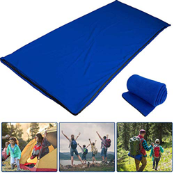 Yuanj Saco de dormir de forro polar para adultos y niños, ultraligero, con forro interior para camping, exterior, viajes, montañismo, senderismo (azul características